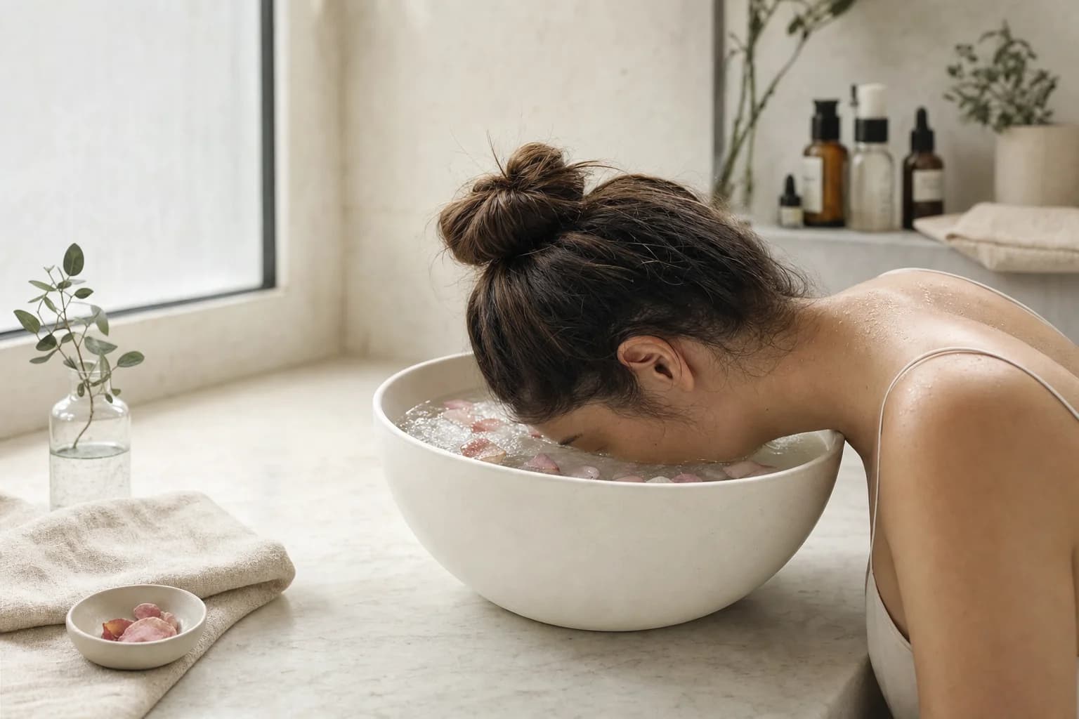 Facial Ice Bath ritual