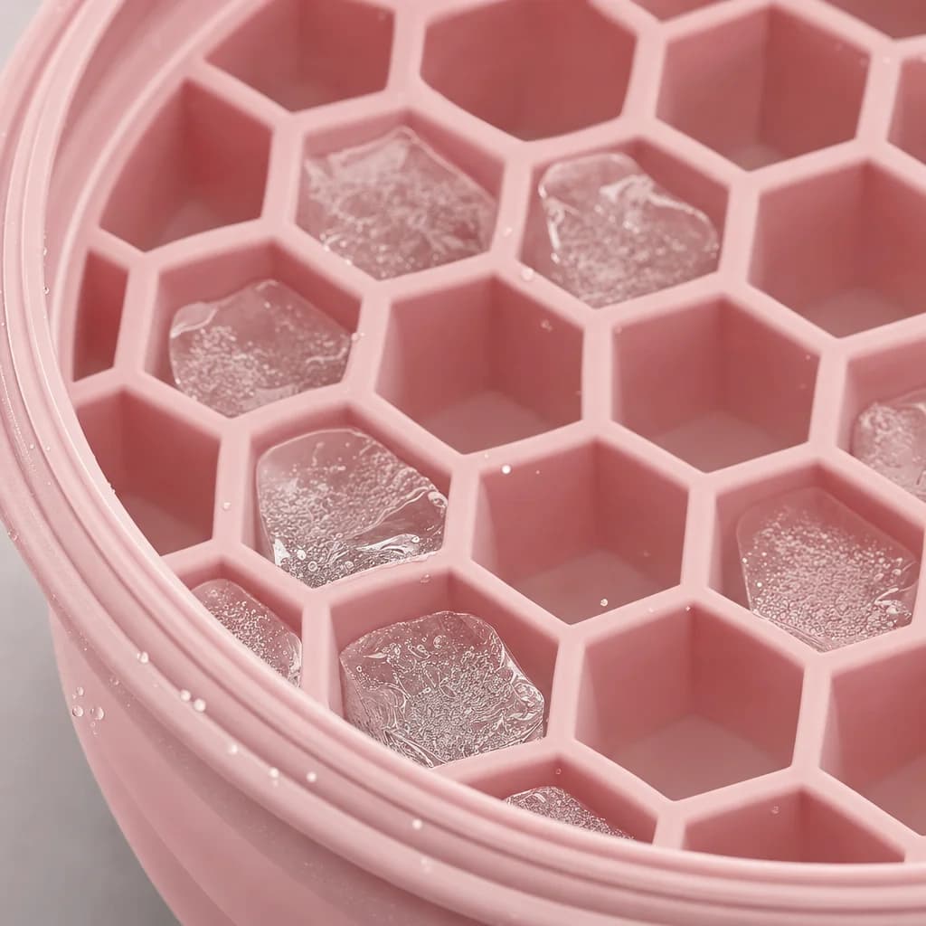 Close-up of the honeycomb ice tray moulded into the base of the bowl